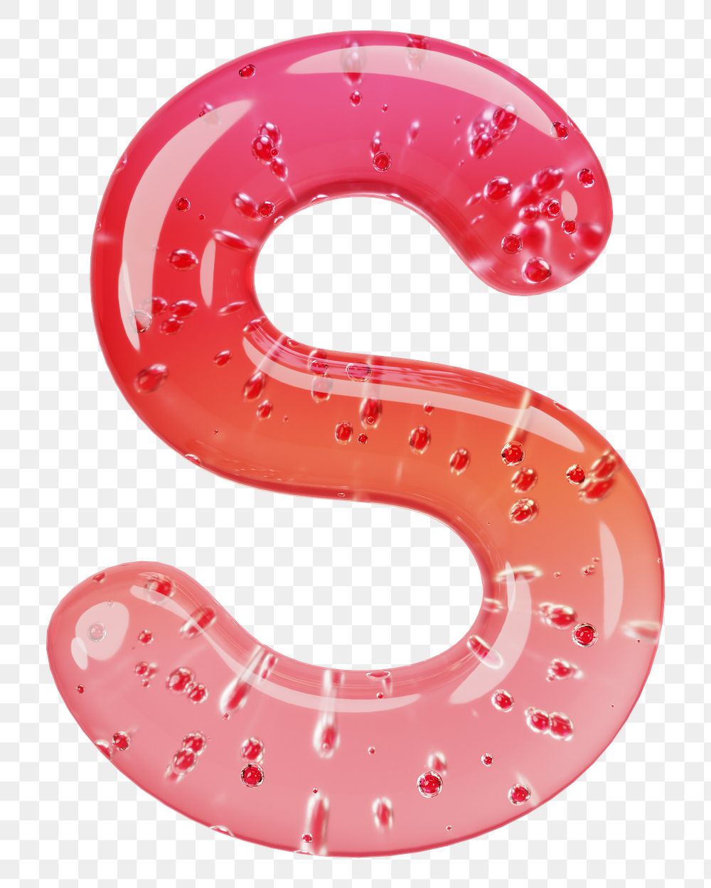 Letter S png 3D red jelly alphabet, transparent background