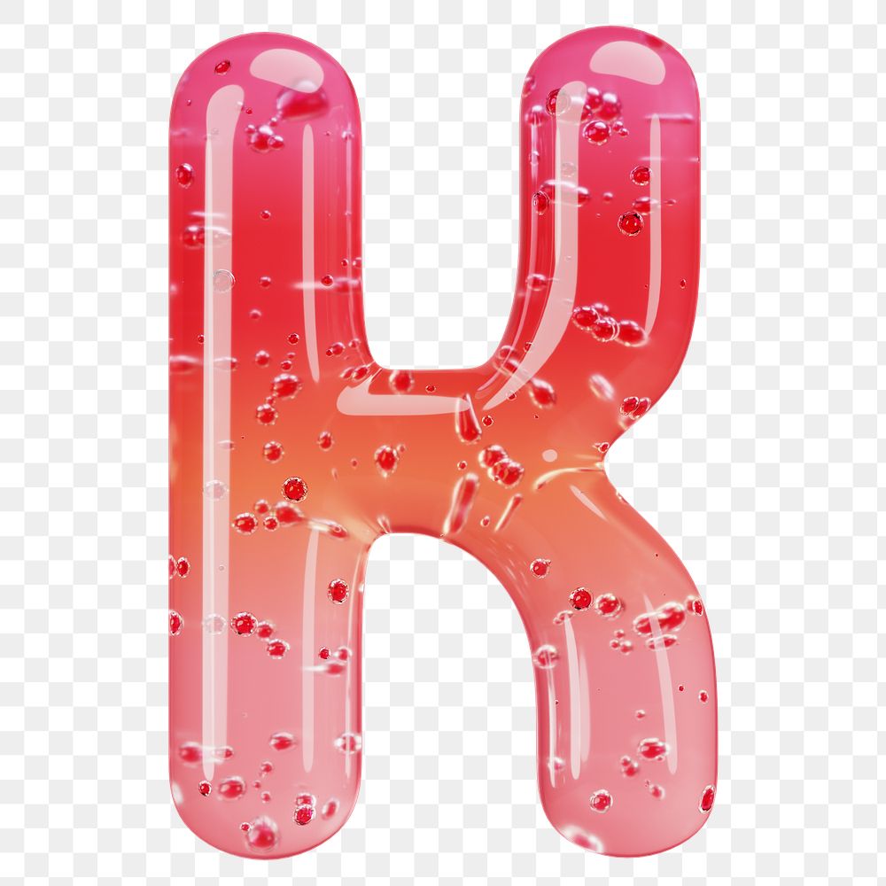 Letter K png 3D red jelly alphabet, transparent background