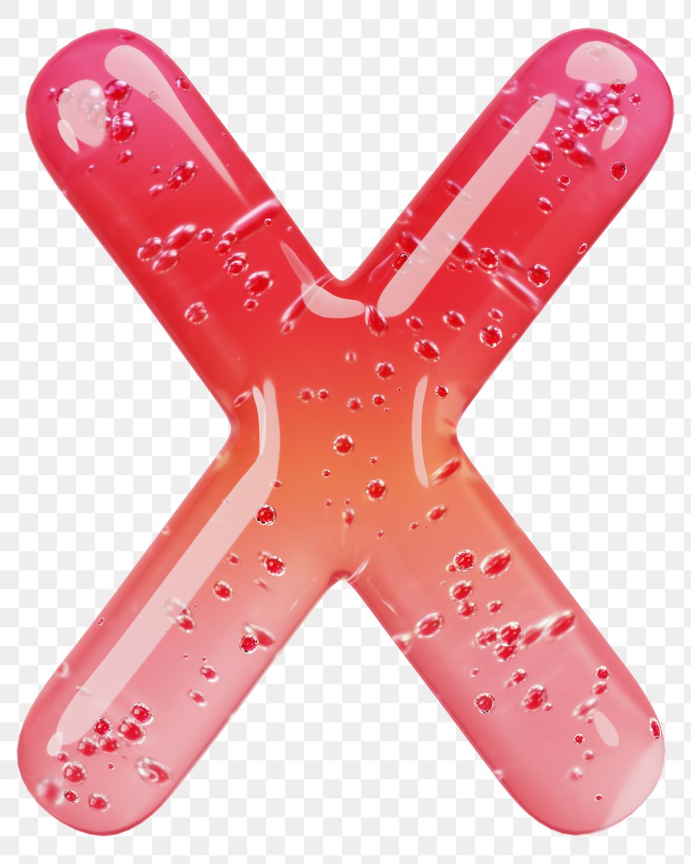 Letter  X png 3D red jelly alphabet, transparent background
