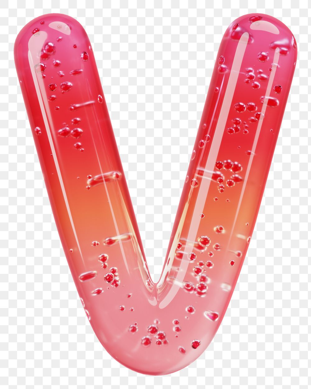 Letter V png 3D red jelly alphabet, transparent background