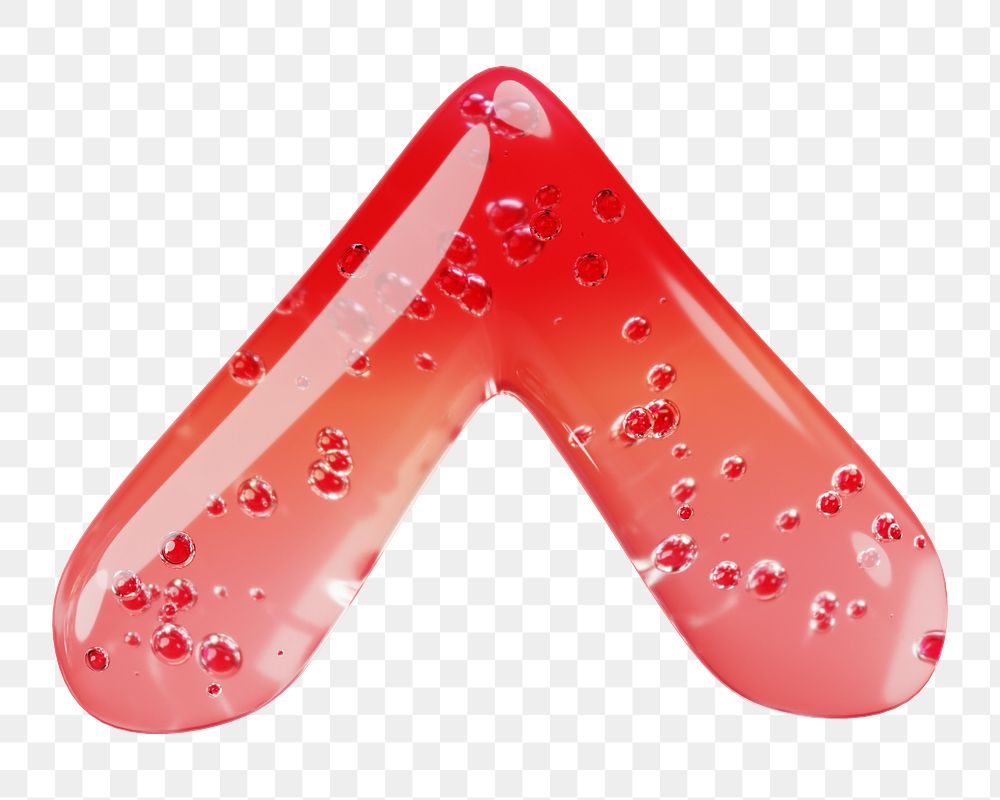 Circumflex sign png 3D red jelly symbol, transparent background