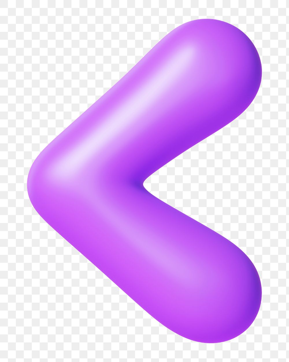 Less than png 3D purple symbol, transparent background