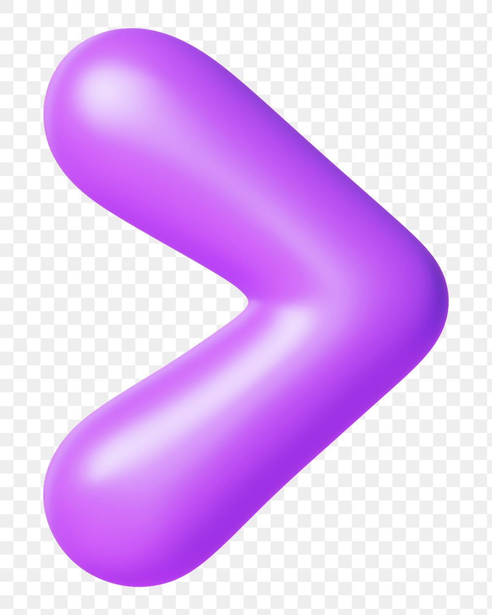 Greater than png 3D purple symbol, transparent background