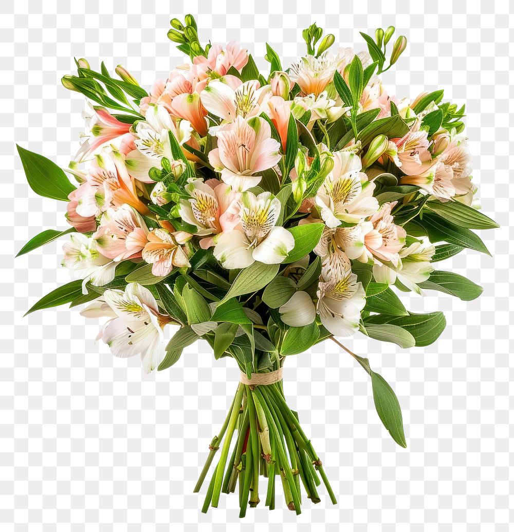 PNG  Bouquet made of Alstroemeria blossom flower plant