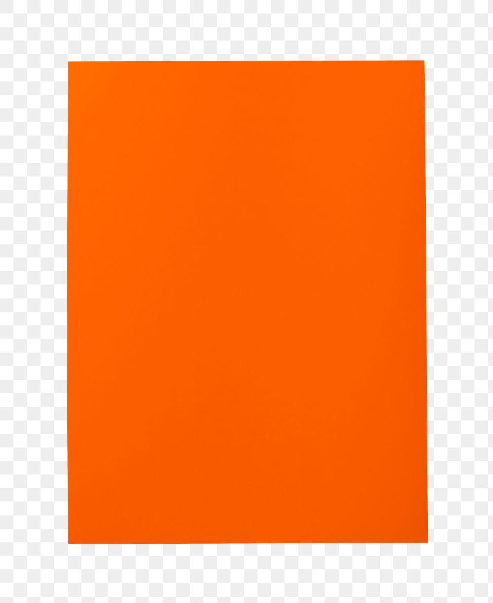 PNG orange poster flat lay, transparent background
