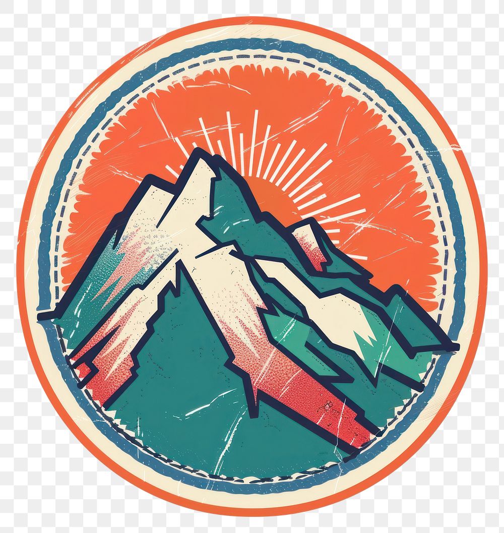Mountain ticket sticker symbol emblem.