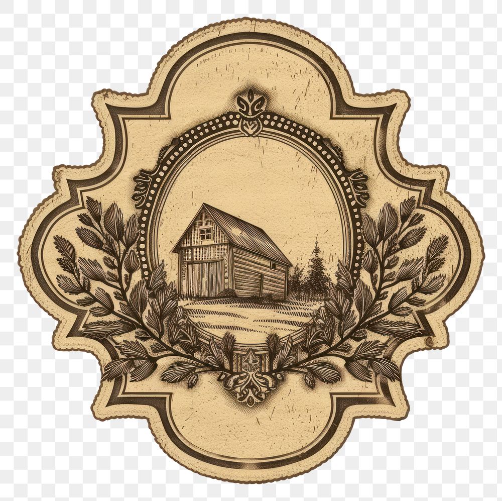 Farmhouse ticket symbol badge logo.