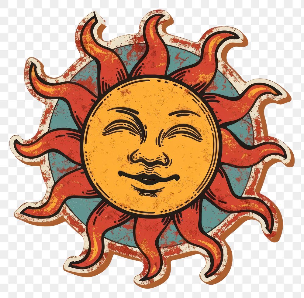 Sun shape ticket symbol emblem person