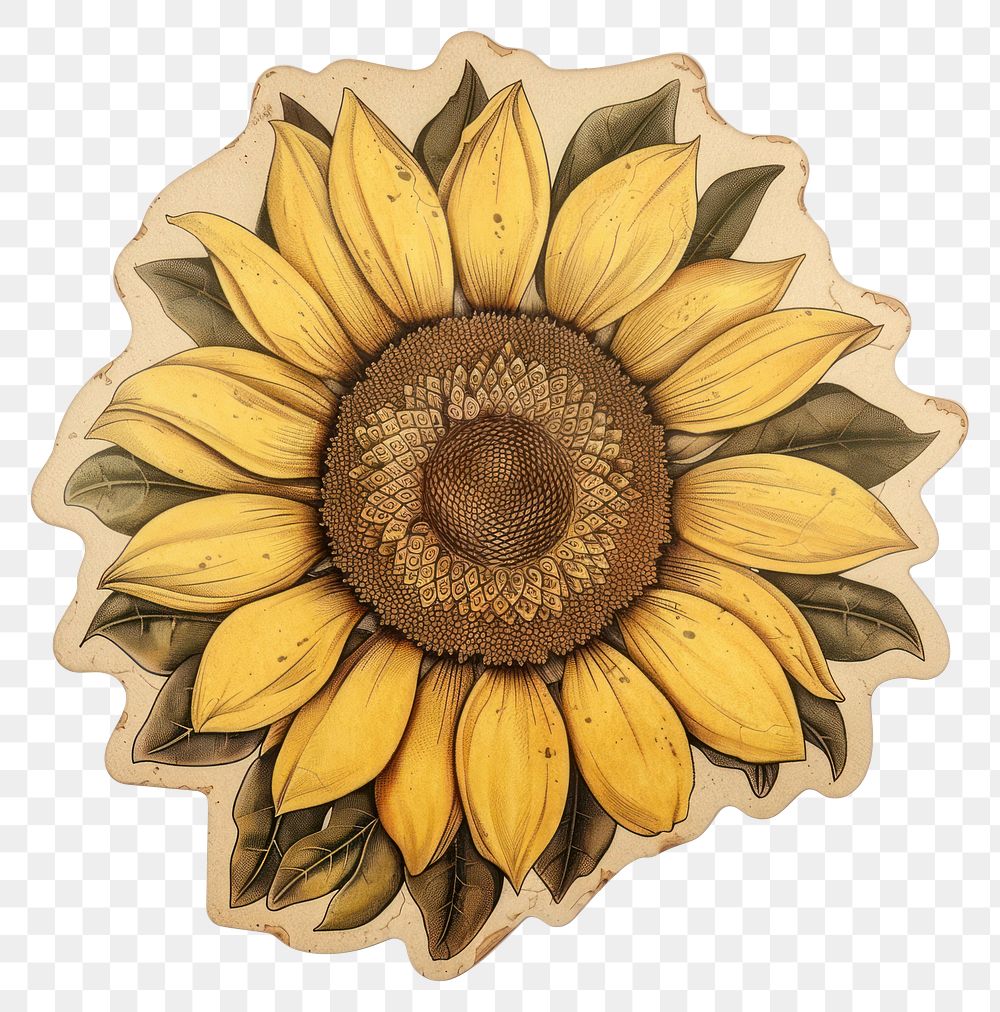 Sunflower shape ticket asteraceae blossom produce