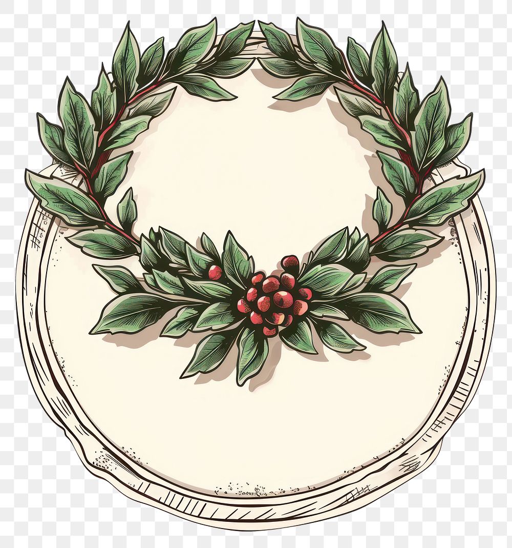 Wreath shape ticket embroidery graphics pattern.