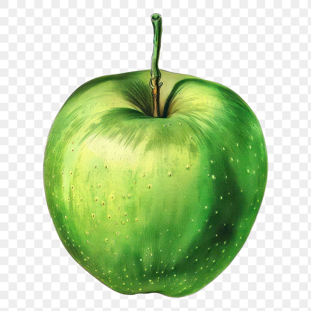 PNG Old illustration green apple produce fruit plant.