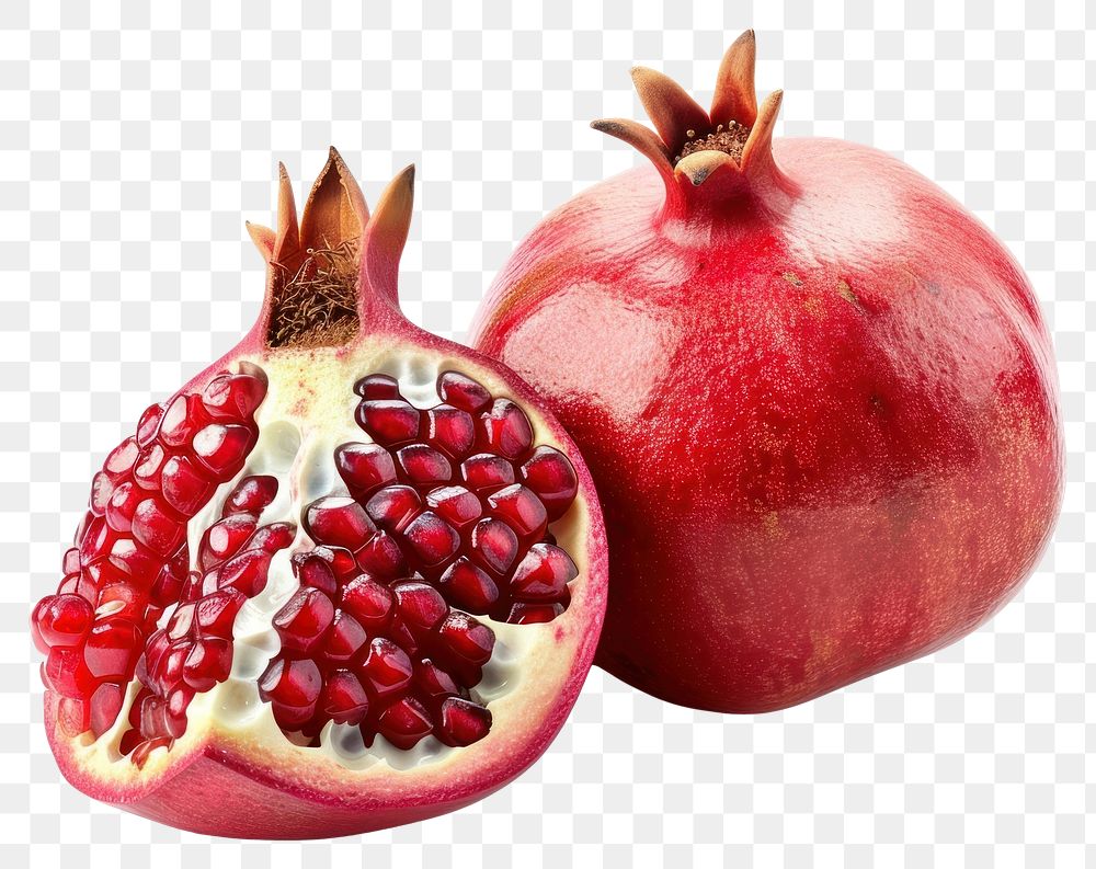 PNG Pomegranate with half cut pomegranate produce fruit.