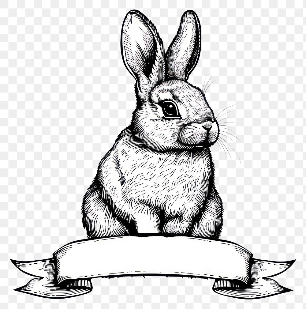 PNG  Ribbon with rabbit art illustrated kangaroo.
