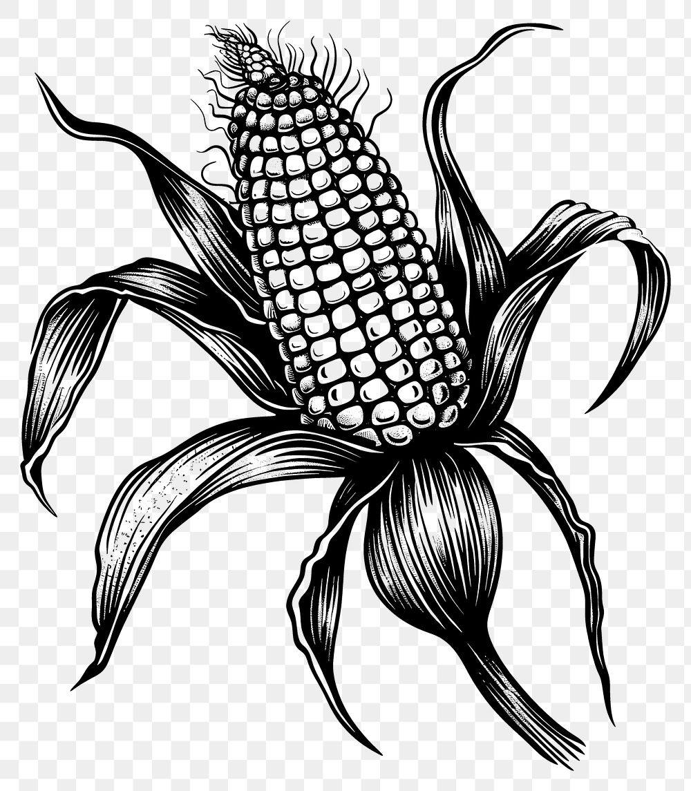 PNG  Corn tattoo flash illustration produce animal grain.