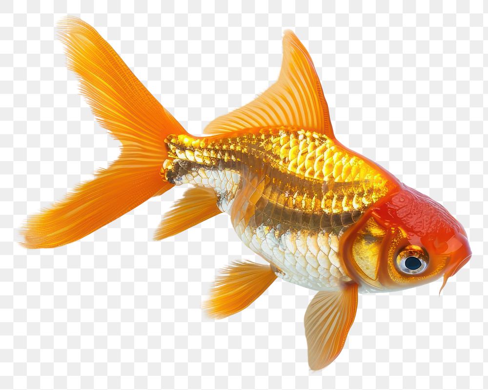 PNG Goldfish isolated on white background goldfish animal sea life.