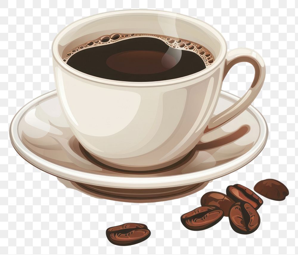 PNG  Illustration of hot coffee beverage saucer drink.