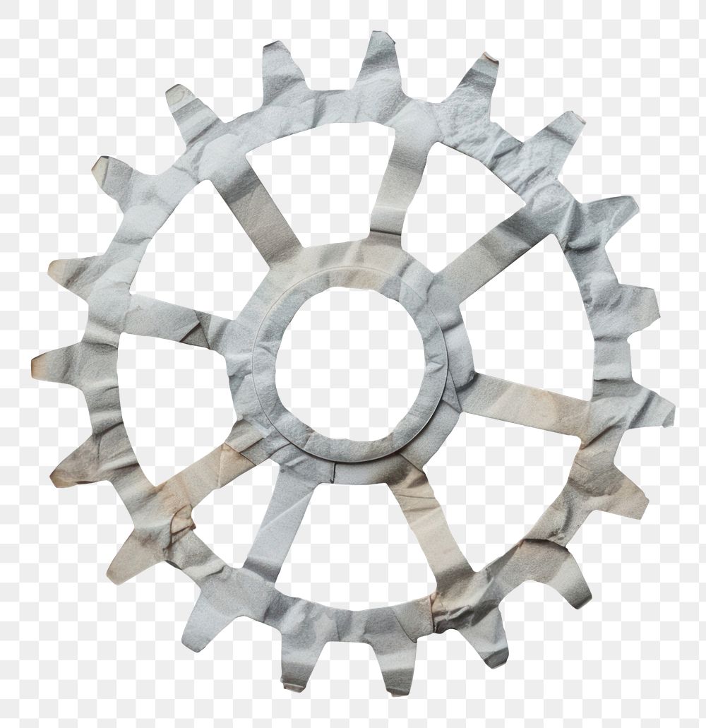 PNG Gear in style of crumpled machine spiral wheel.