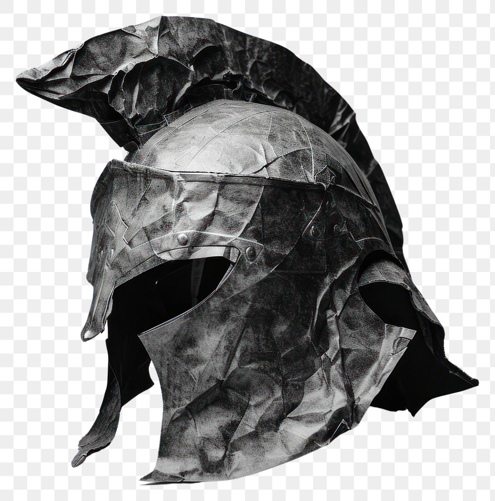 PNG Helmet in style of crumpled person human art.