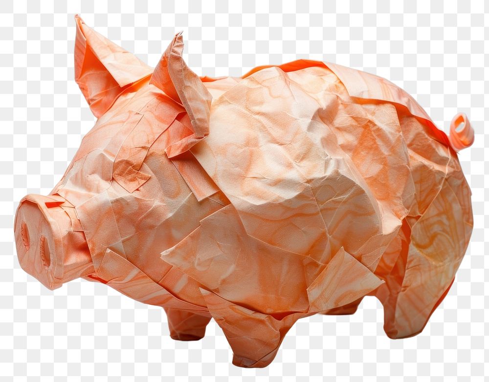 PNG Piggy bank in style of crumpled paper origami diaper.