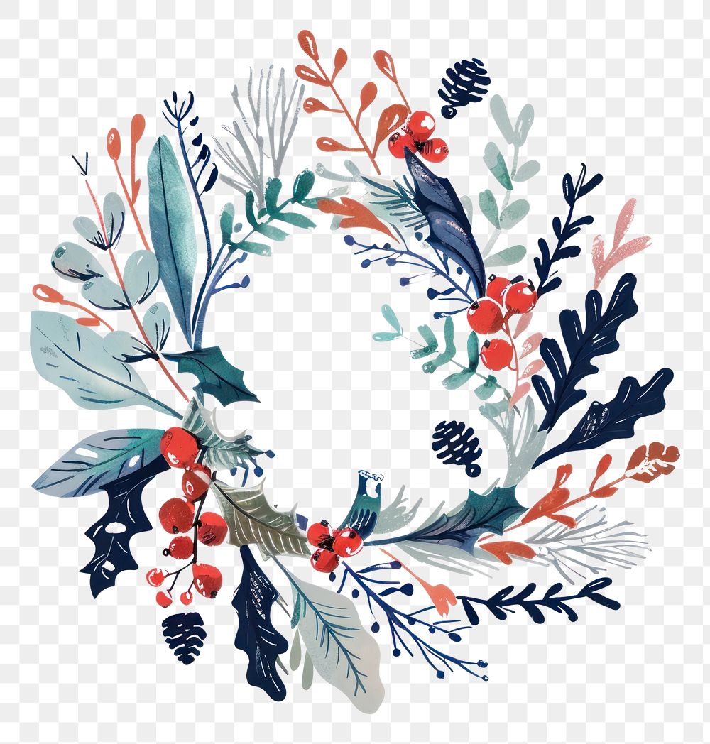 PNG Christmas door wreath flat illustration art graphics pattern