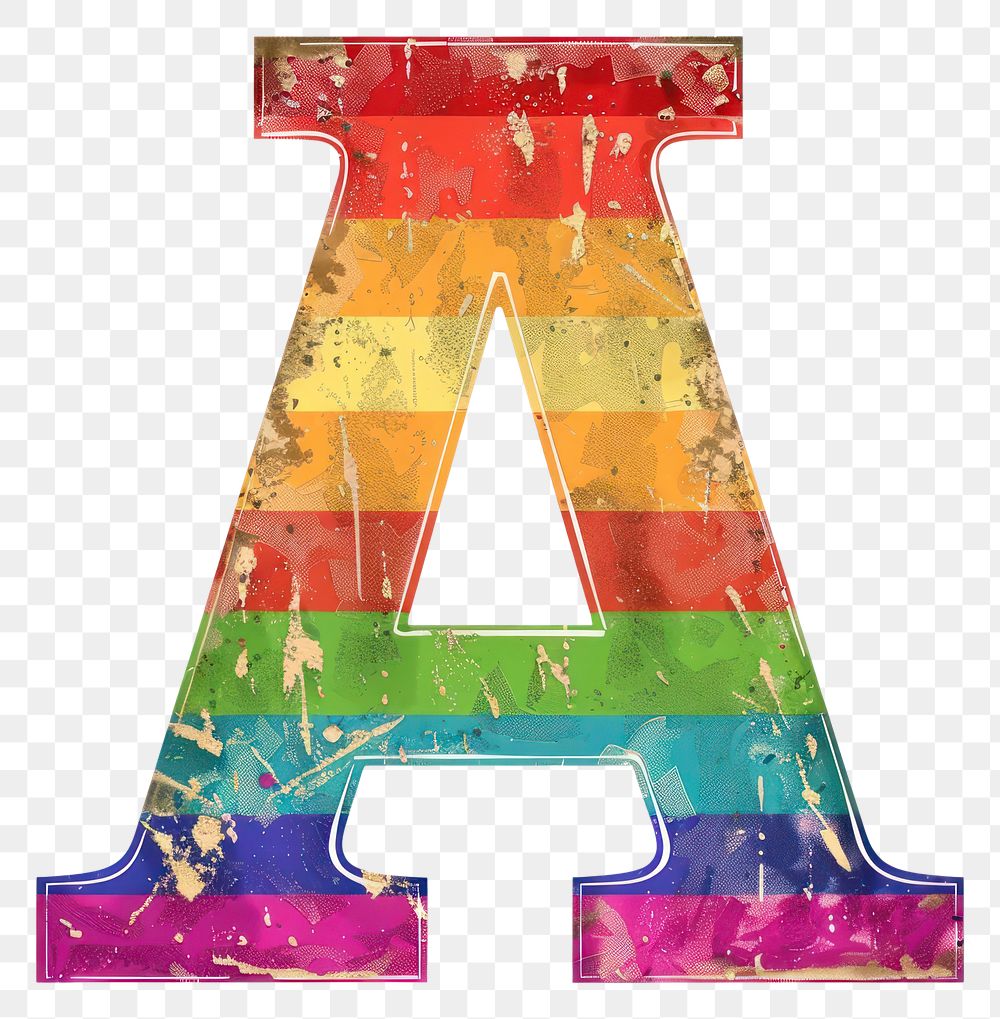 PNG  Rainbow with alphabet A pattern font white background.
