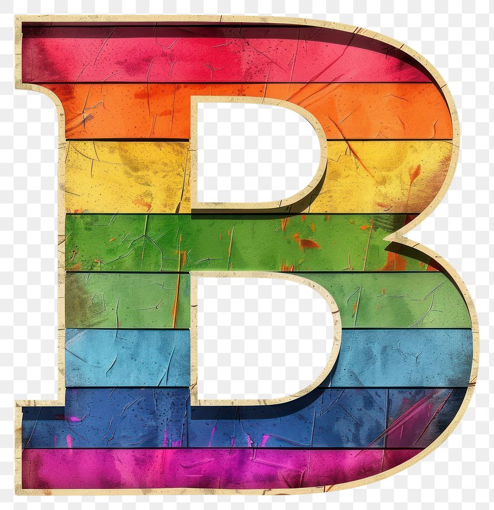 PNG  Rainbow with alphabet B pattern font white background.