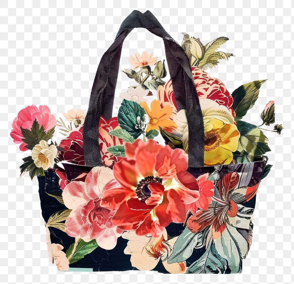 PNG Flower Collage bag handbag pattern flower.