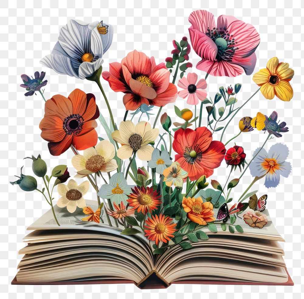 PNG Flower Collage book flower pattern plant