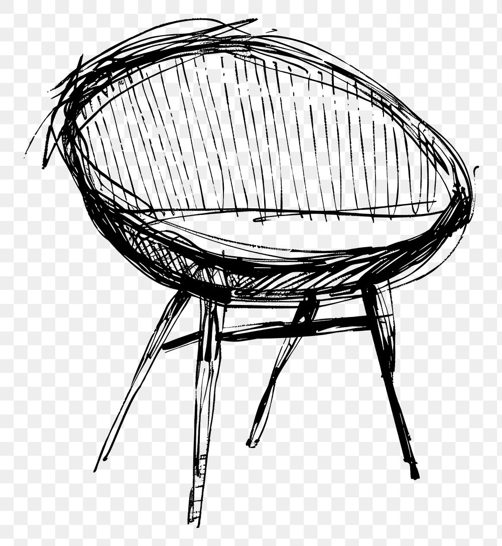 PNG Hand drawn of chair drawing sketch furniture.