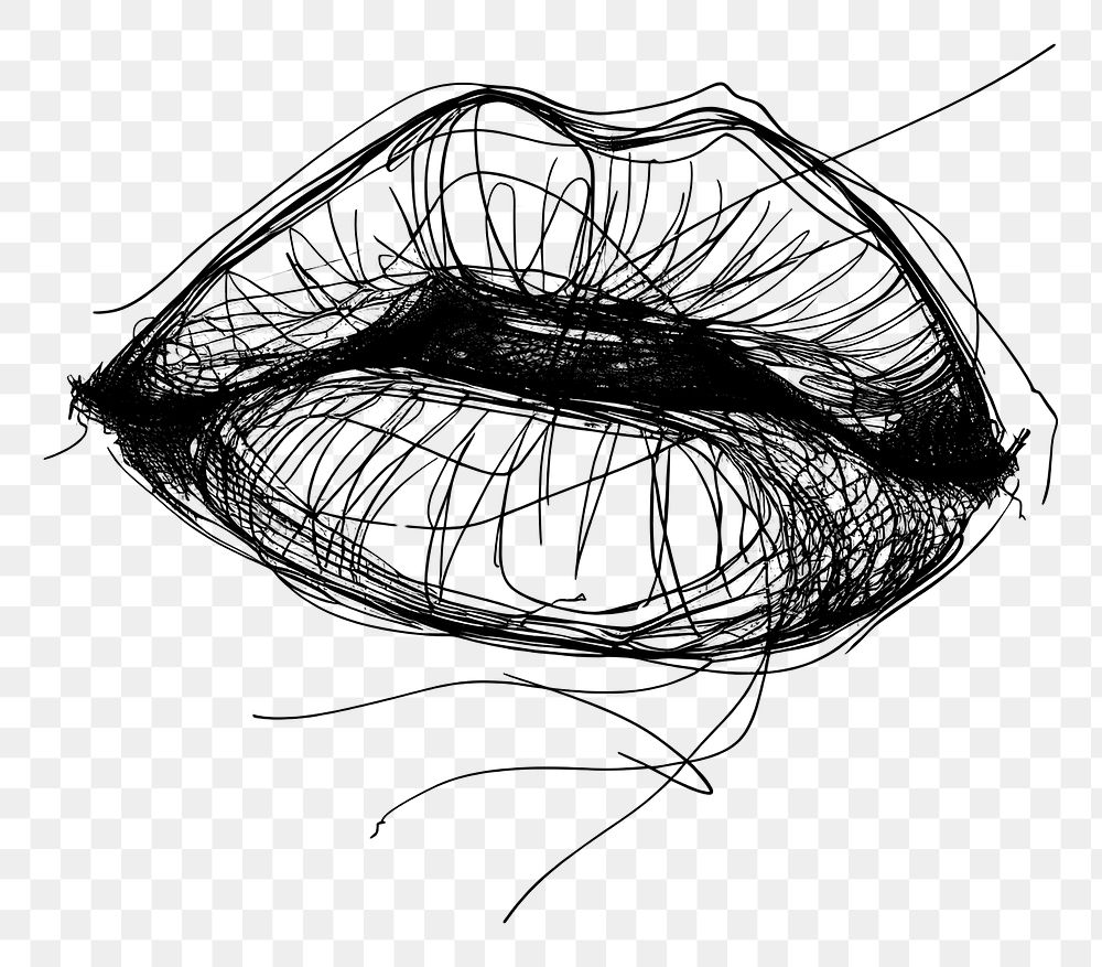 PNG Hand drawn of mouth drawing sketch art