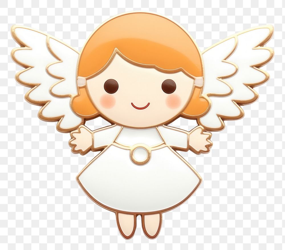PNG Brooch of cute angel cartoon white background anthropomorphic.