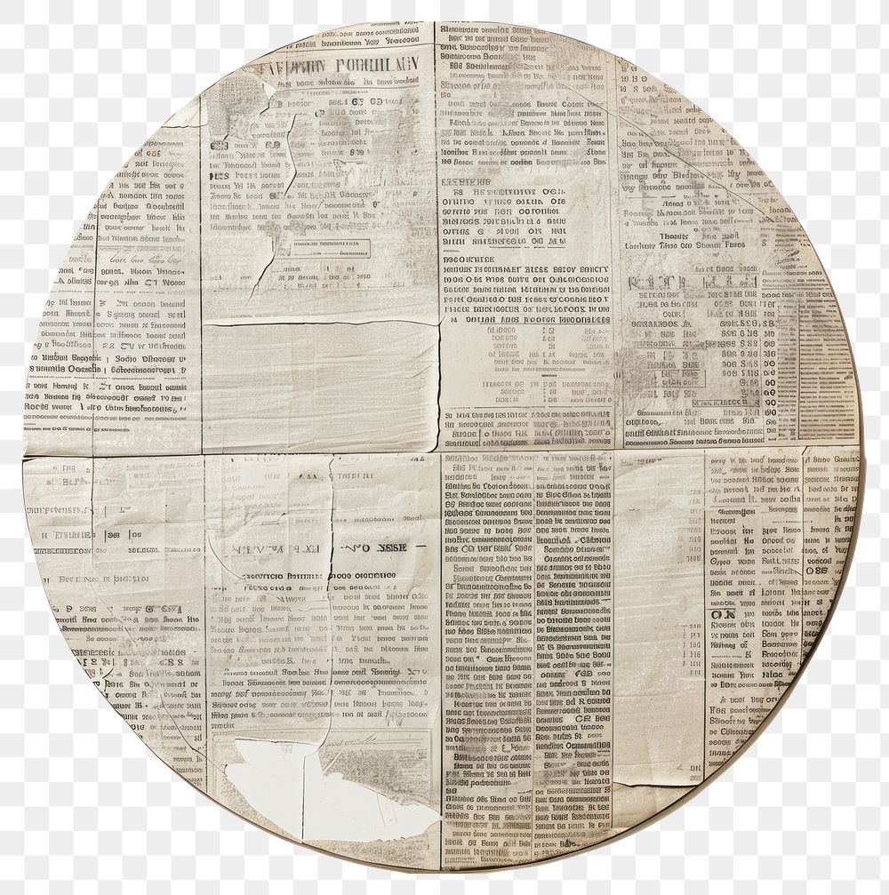 PNG Vintage newspaper collage circle