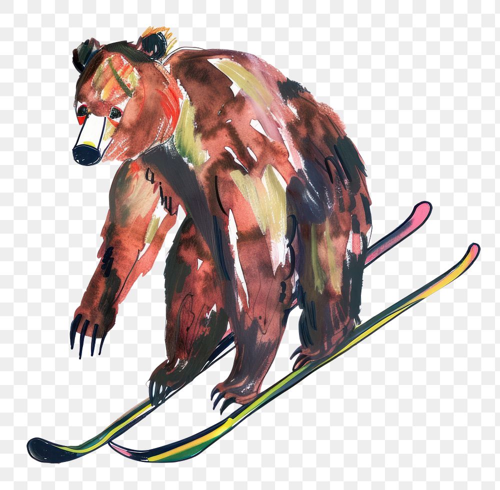 PNG A bear with skis mammal animal nature.