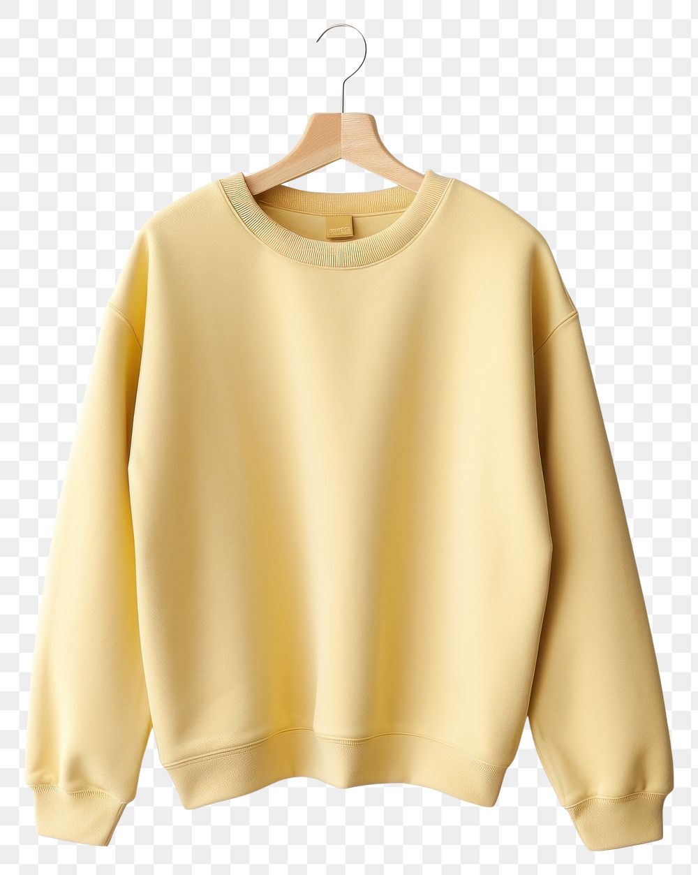 PNG Light pastel yellow sweater sweatshirt white background coathanger.