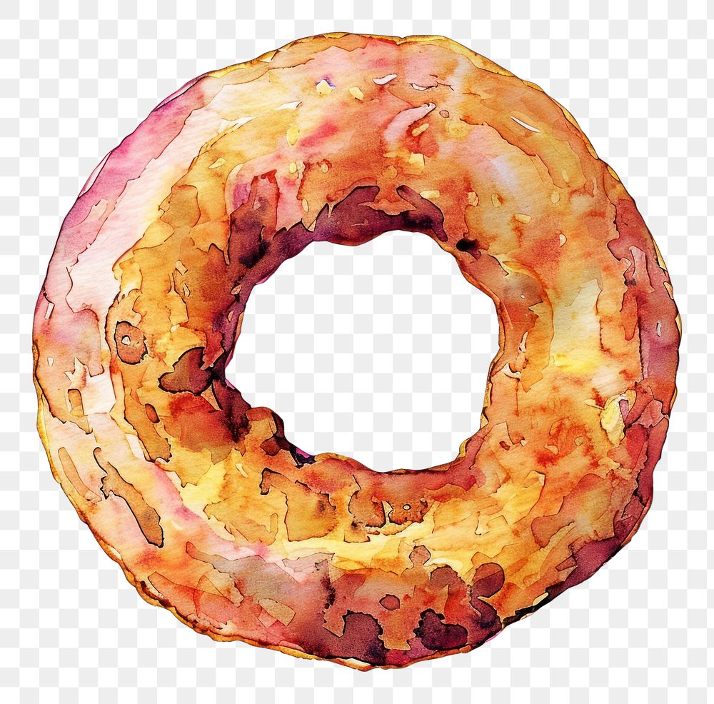 PNG An isolated Fried onion ring food illustration watercolor.