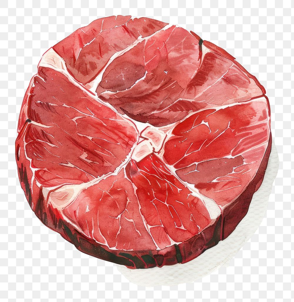 PNG An isolated fresh raw beef slice food illustration watercolor.