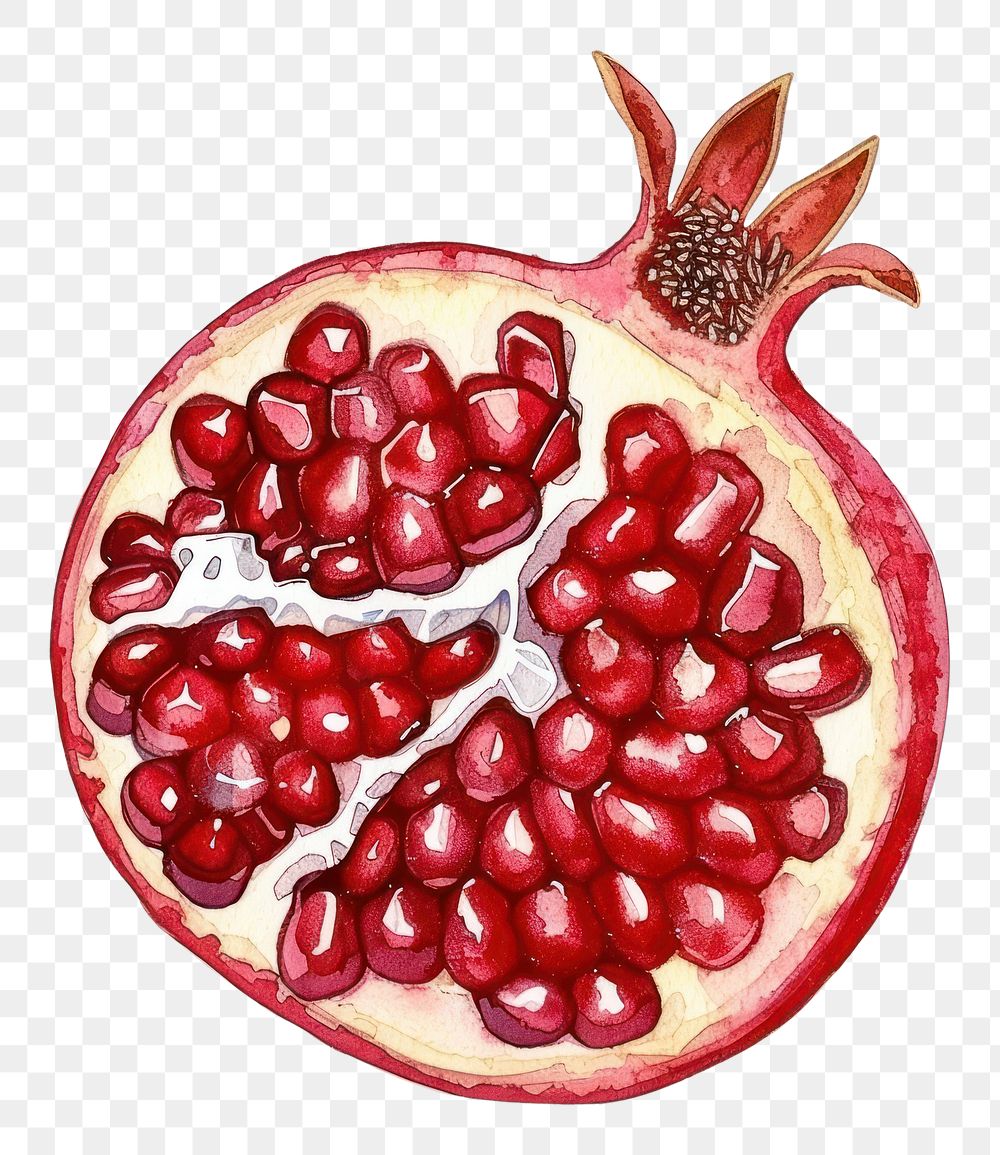 PNG An isolated fresh slice pomegranate illustration watercolor vibrant.