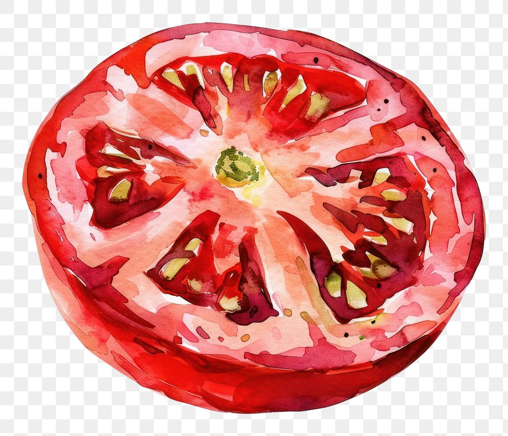 PNG An isolated fresh finely chopped tomato food illustration watercolor.