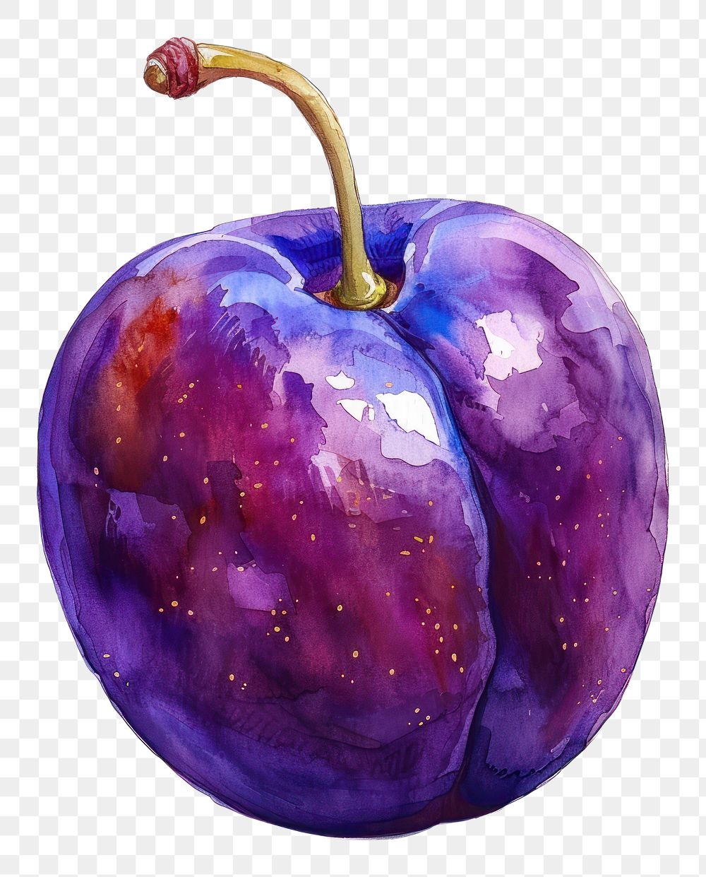 PNG An isolated fresh plum illustration watercolor vibrant.