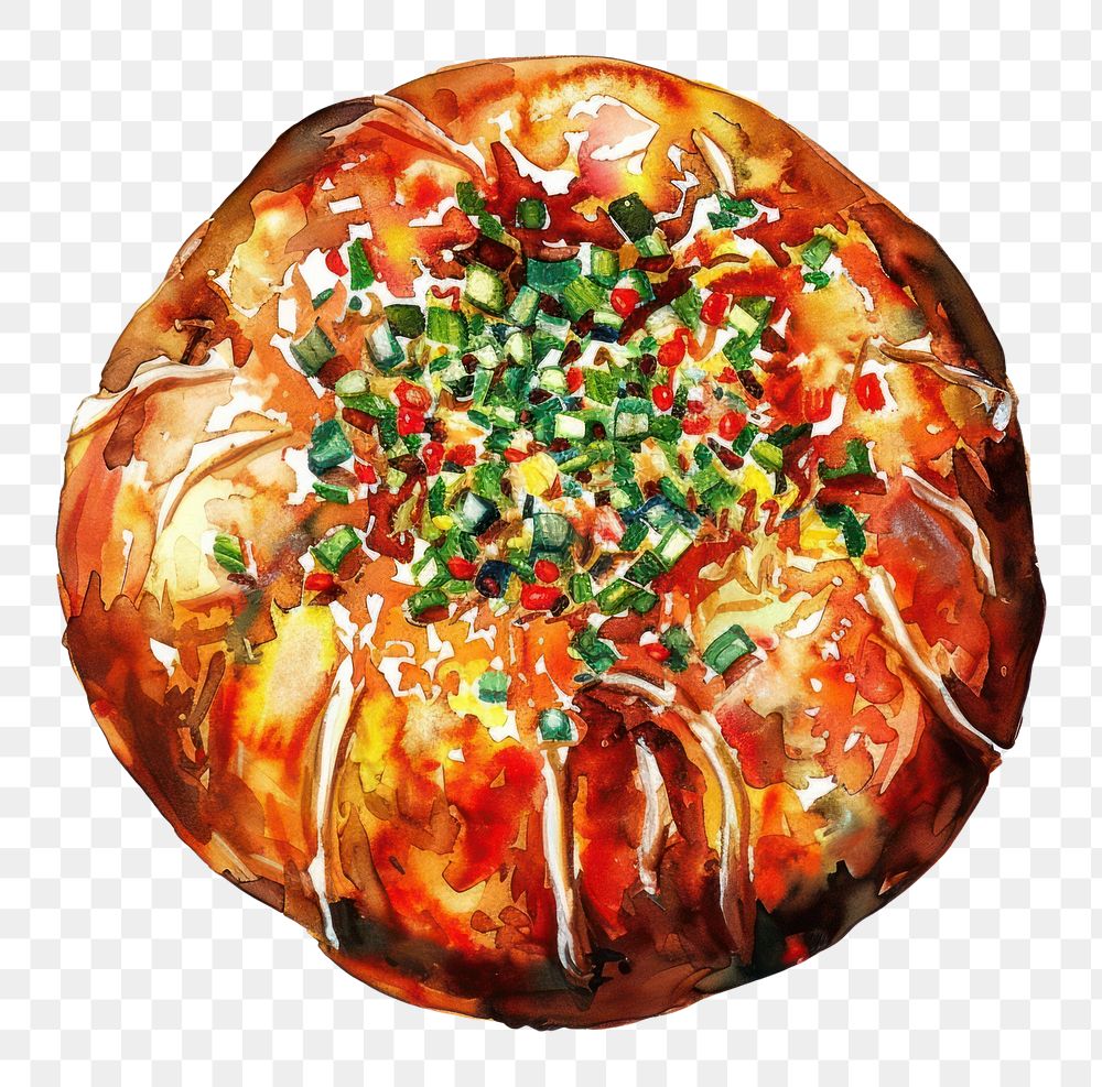 PNG An isolated japanese takoyaki food illustration watercolor.