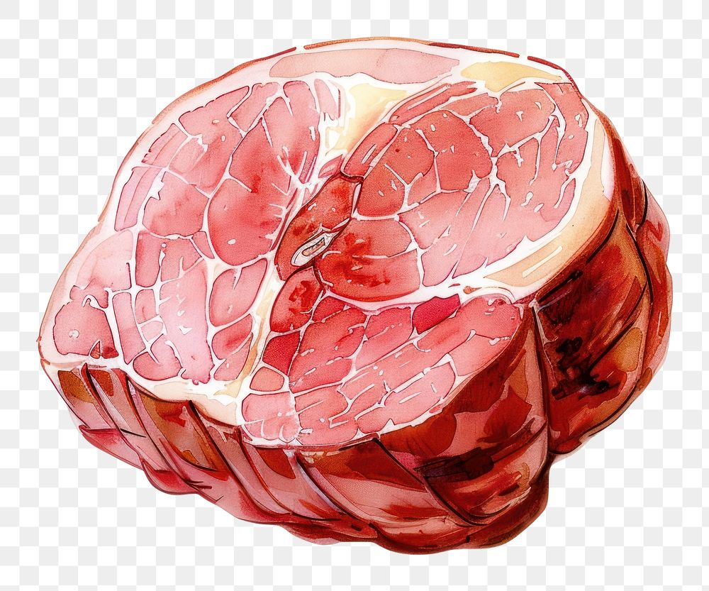 PNG An isolated raw ham food illustration watercolor.