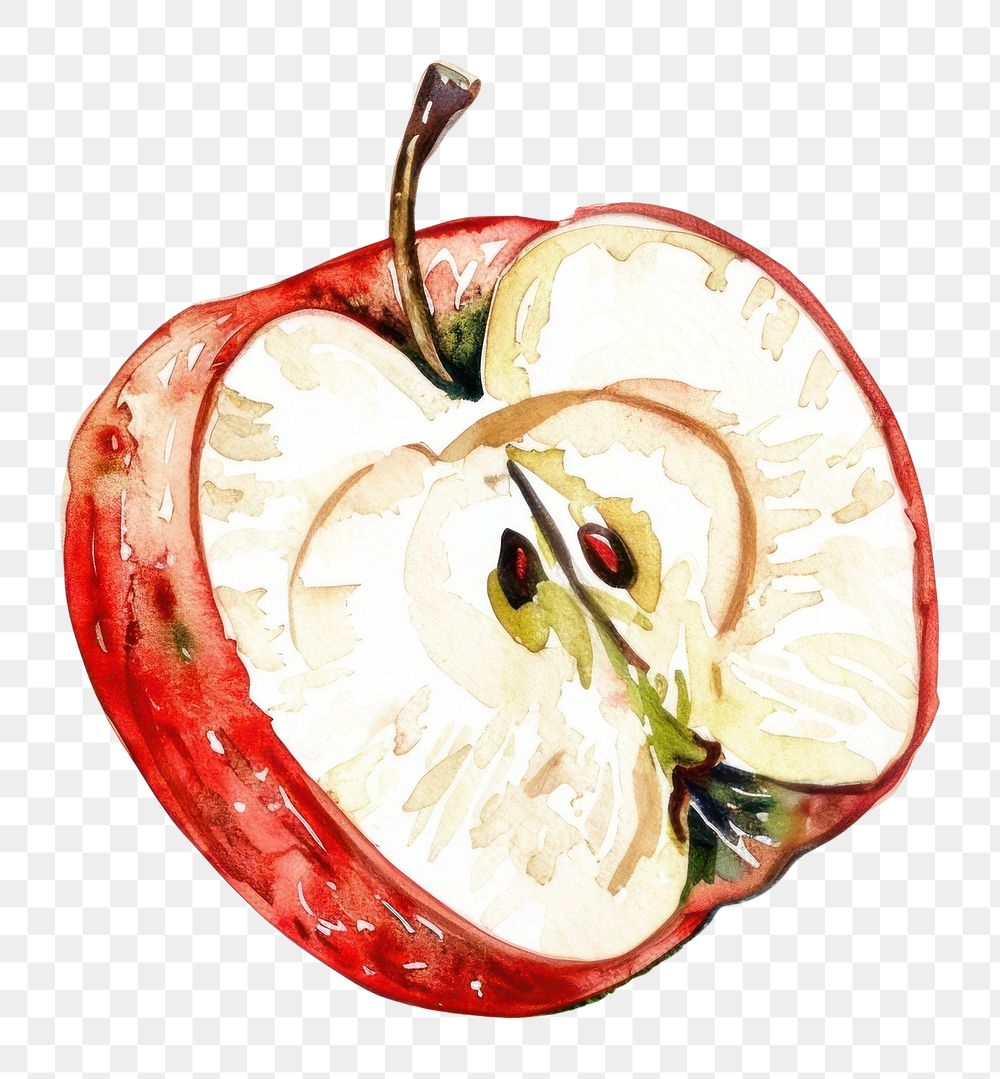 PNG An isolated fresh slice apple food illustration watercolor.