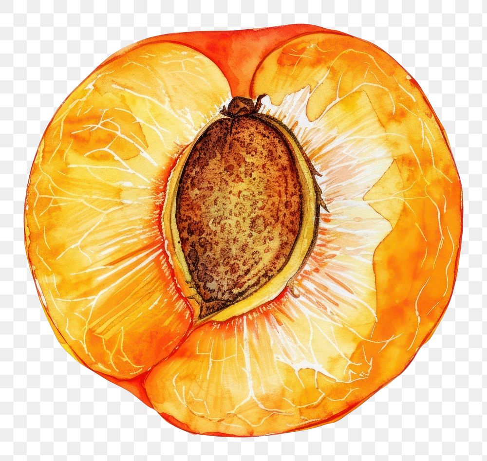 PNG An isolated fresh slice apricot illustration watercolor vibrant.