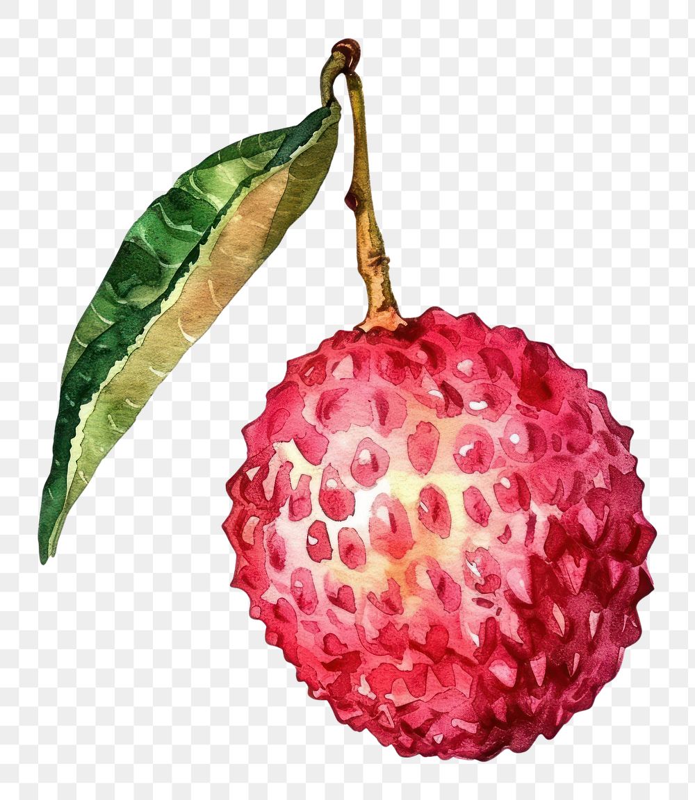 PNG An isolated fresh lychee illustration watercolor vibrant.