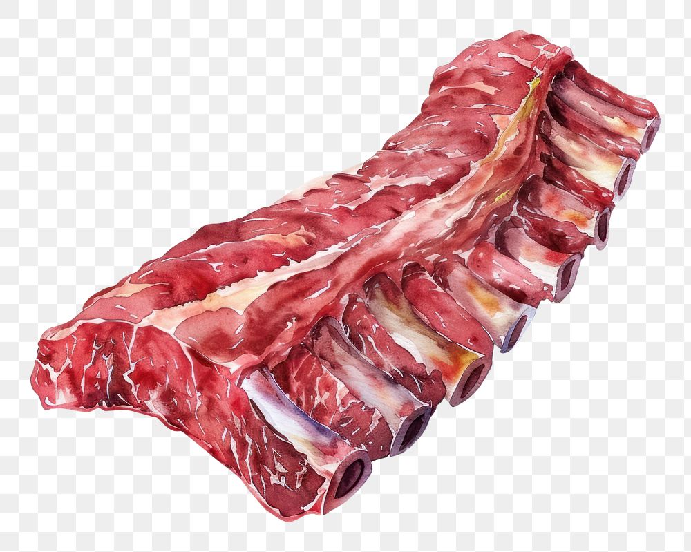 PNG An isolated raw rib beef food ribs illustration.