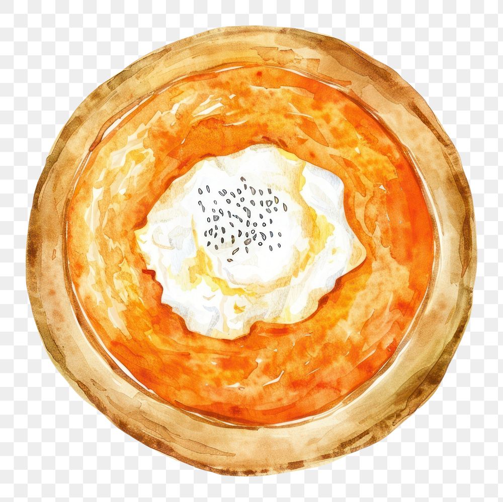 PNG An isolated pumpkin soup with cream as topping food art illustration.