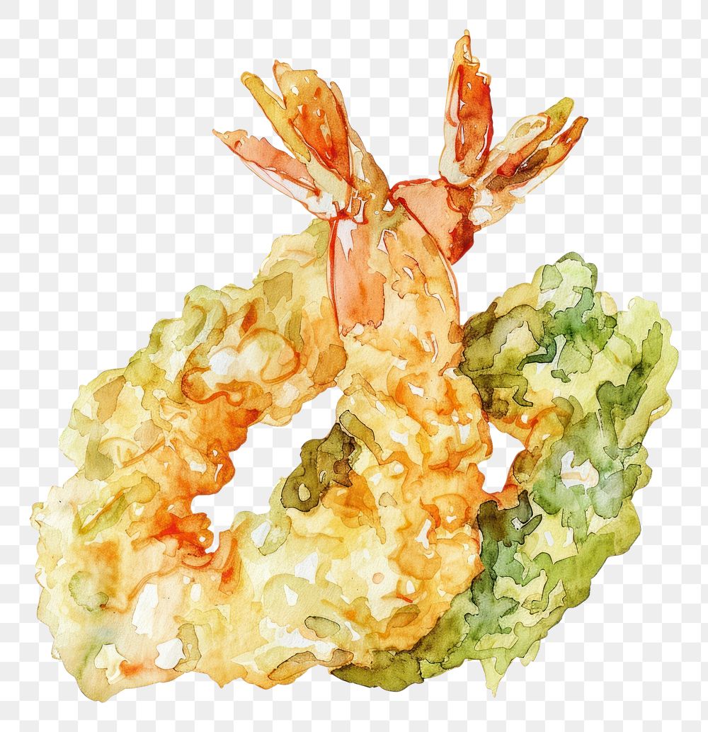 PNG An isolated japanese tempura food illustration watercolor.