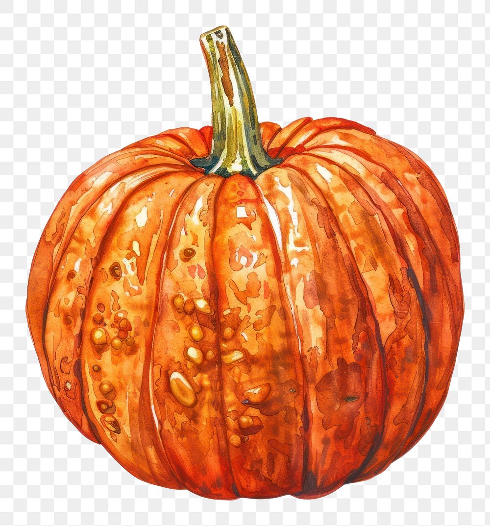 PNG An isolated fresh pumpkin illustration watercolor vegetable.