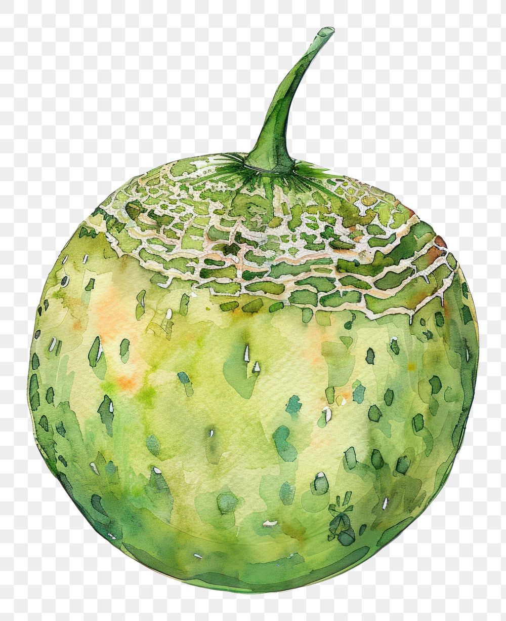 PNG An isolated fresh cantaloupe illustration watercolor fruit.