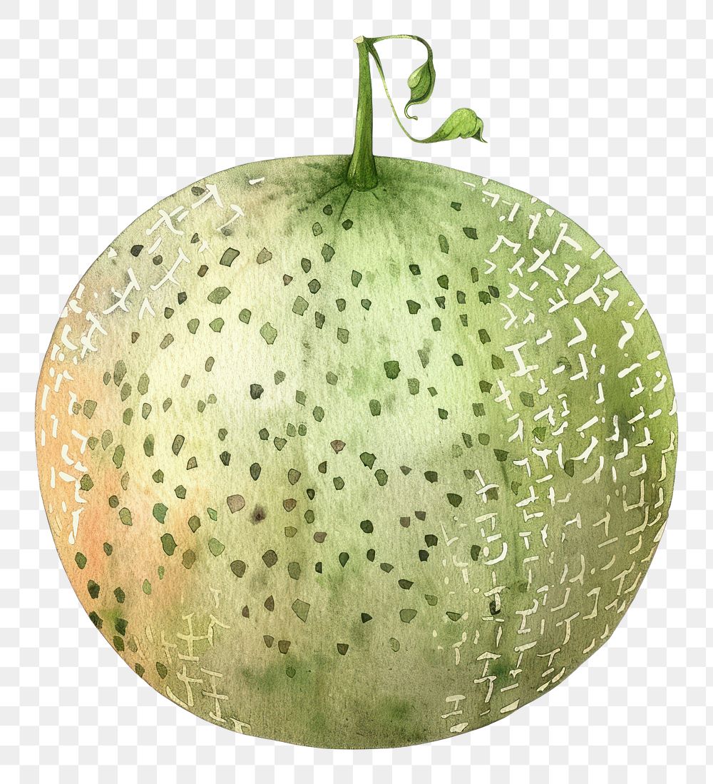 PNG An isolated fresh cantaloupe illustration watercolor fruit.